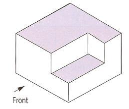 Example 1: Consider the following block object. Its three-view drawings are: Example 2: Consider the following 3-D diagram.
