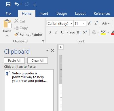 8. On the next window click on blank document. 9. A new document will open. Click the Paste button on the ribbon a copy of the paragraph appears in the new document.