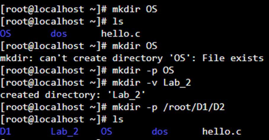 11) mkdir :- This command is used to create a new directory Syntax :- mkdir [options] directory -m Set permission mode -p No error if existing, make parent directories as needed -v Print a message