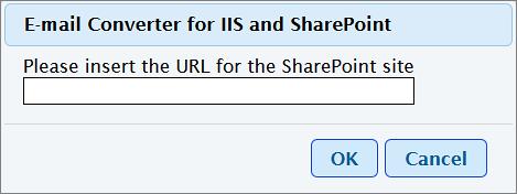 7 LOG IN TO SHAREPOINT When you have logged in to the mailbox, the E-mail Converter configuration page will open.