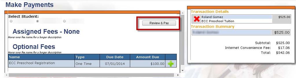 If allowable, under Partial Payment, you may edit the amount of the payment you wish to make if