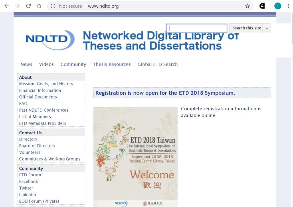 Displayed is the search page of the Networked Digital Library of Thesis and Dissertations