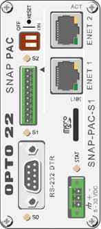 SNAP-PAC-S1 Connectors and Indicators This diagram applies to both the SNAP-PAC-S1 and the SNAP- PAC-S1-FM.