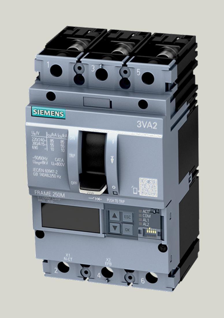 3VA2 molded case circuit breaker Highlights Line / generator / motor / starter protection Four breaking capacity classes Selective protection with a nominal current ratio of 1:2.
