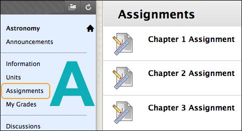 Option B: Add assignments to different content areas. After setting up various content areas for your course, you can add assignments to them.