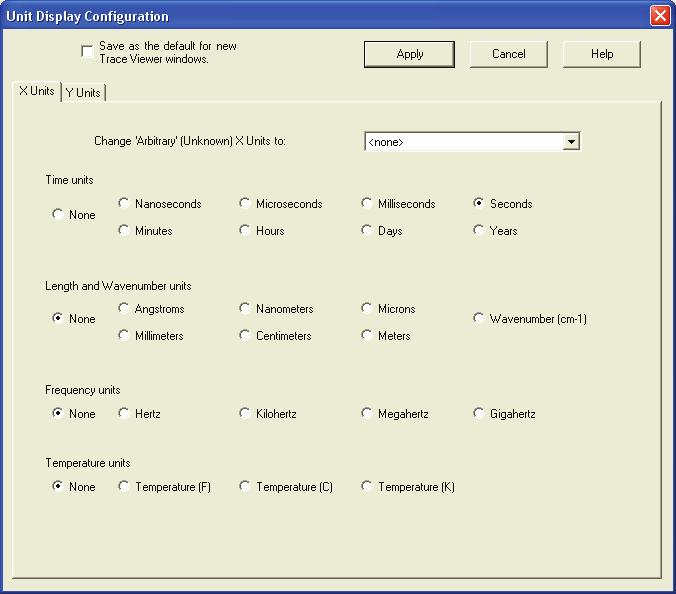 Unit Display Configuration When working in a Trace Viewer, you can select Tools > Unit Display Configuration to open the Unit Display Configuration window.