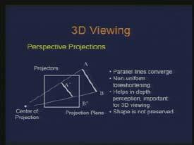 (Refer Slide Time: 21:40) Now we move on to the more general kind of a projection which also matches to the visual system we have which is the perspective projection.