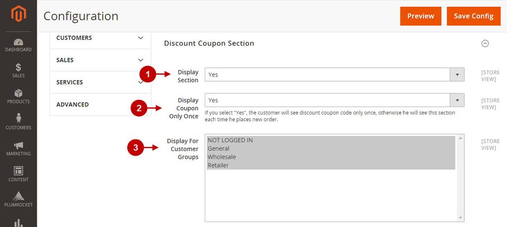 4. In the "Use Coupon Code" section you can configure what type of discount your customers will get. This can be static coupon, or coupon based on Shopping Cart Price Rule (see above).