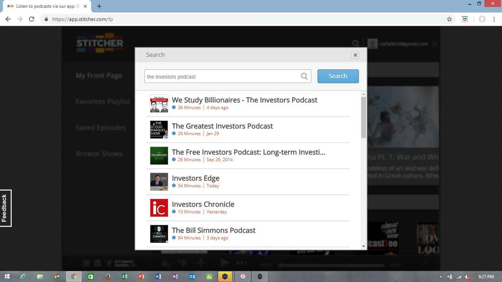 23 Subscription via Windows (Stitcher): Step 5 From the search