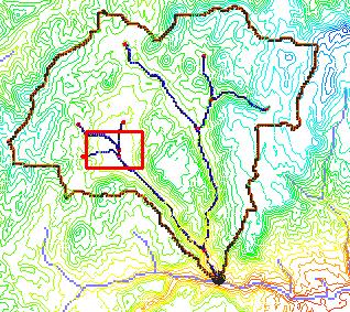 Figure 12 Zoom in to this area on the right 7. Click Create Outlet Point in the Hydrologic Modeling Wizard dialog. 8.