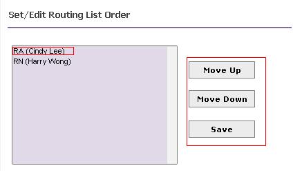 add/update routing officers. Select Role ID,Recipient ID from picklist and click on Toolbar save icon to save the details.