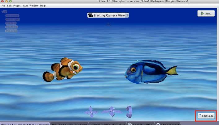 2. Create a clownfish object named "Nemo." You can resize Nemo by selecting the Resize handle style button and moving the mouse cursor. a. Click on the rotation button from the handle style buttons, and practice rotating the dolphin about the three axes through its center.