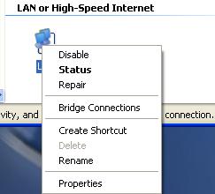 Right click My Network Places and
