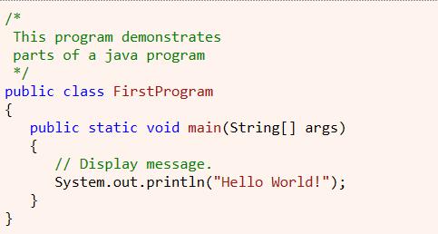 Parts of Java Program Java programs are made up of different parts.