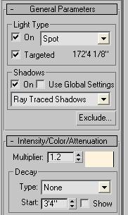 The light color should be a light golden beige. Also, be certain that Ray Trace Shadows are selected as well. Advanced Raytrace or Area Shadows are not supported.
