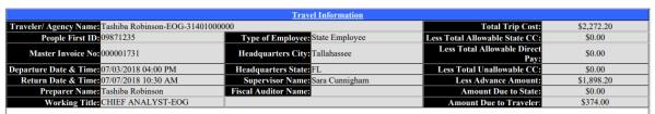 22 Authorization/Reimbursement Trip Report The trip report will open and display information entered in the trip form in STMS. Trip Report Travel Information Fields 1.