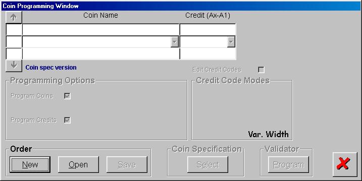 8.3 Programming Coins - Condor Plus When using for the first time no Orders will be