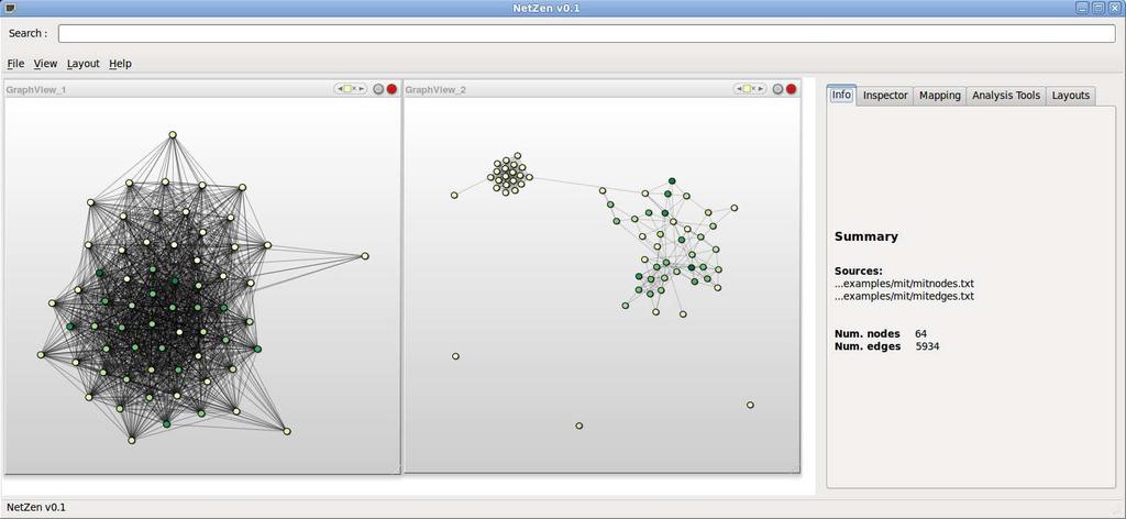 17 Figure 4.1: Before and after: this tutorial will guide you from a highly connected graph (left) to a graph that reveals the structure (right).