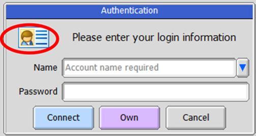 h) Clicking the connection button switches to the User Authentication window.