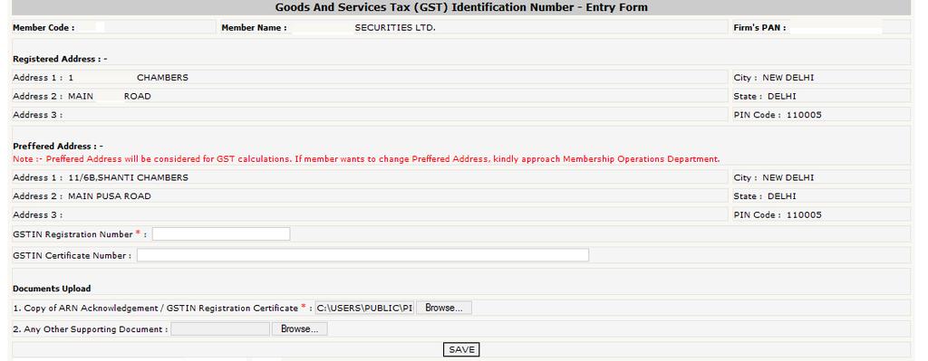 Annexure - I User manual for members to upload GST Identification Number (GSTIN) details through BEFS to the Exchange.