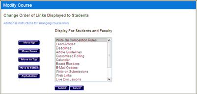 The link is moved to the Display for Faculty Only list box and is no longer visible to your students.