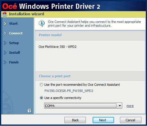 'Custom installation' for specific IT needs When you select the printer model from the list, no printer information is retrieved during installation.