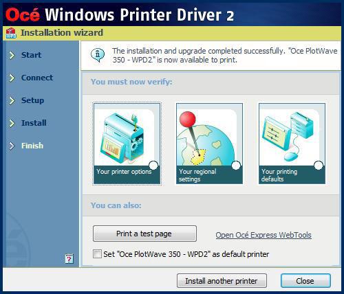 'Custom installation' for specific IT needs 'Install another printer' or exit the 'Installation Wizard'.
