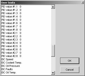 Displayed values The values in list 1 and list 2 can be displayed.
