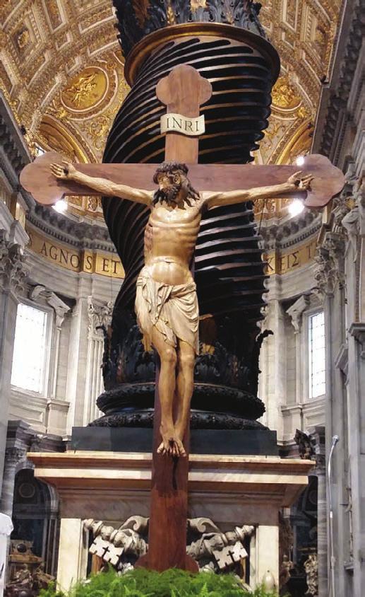 Fig. 1. The restored Crucifix on the main altar near a column of St. Peter s Baldachin.
