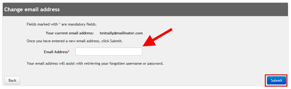Update Email Address Back on your Registration Details screen, click Update in the Update