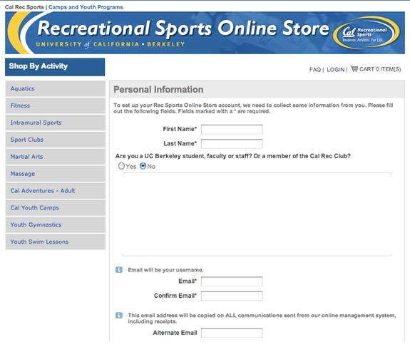 2. Making an account for payment The new payment system needs you to have an account in order to pay. You must create an account under the UCB Recreational Sports Online Store.