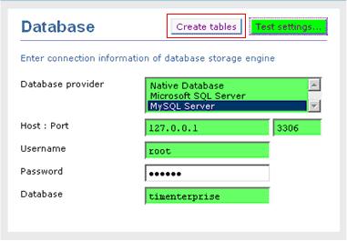In this case MySQL Server was specified. Type in the Host and Port number of the SQL server and enter the Username and Password for the SQL server connection.