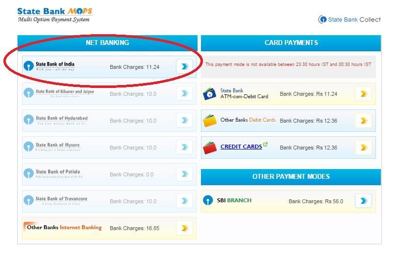 Payment Mode Page Payment Mode Page looks like this (प म ट प ज इस प रक र क प रस त त ह ग ) Image: Payment Mode Page Select Payment Mode as per your requirement.