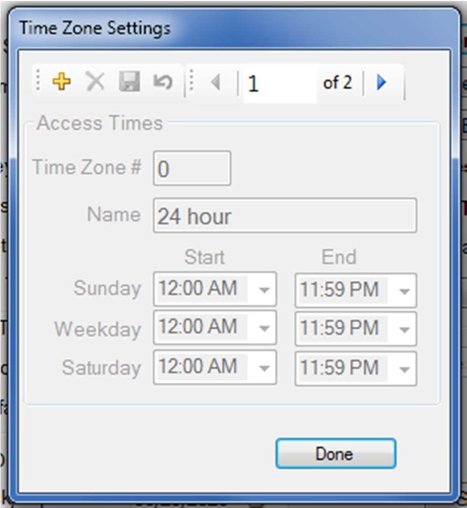 Time Zones: A Time zone is a list of the days of the week (Sunday, Weekday and Saturday) and times that codes will be accepted.