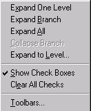 Working with the Program Interface A-11 Figure A-5 View menu, Contents mode Table A-5 Option View Menu (Contents Mode) Summary Purpose Expand One Level Expand Branch Expand All Collapse Branch