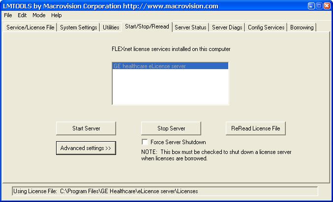 3 Configure systems and set up users and licenses 3.4 License server administration 4 Click the Start/Stop/Reread tab. 5 6 Tip: Click Stop Server. Click Start Server.