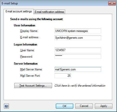 3 Configure systems and set up users and licenses 3.5 E-mail Setup 3.5 E-mail Setup The following instruction describes how to set up an e-mail account for automated system messages.