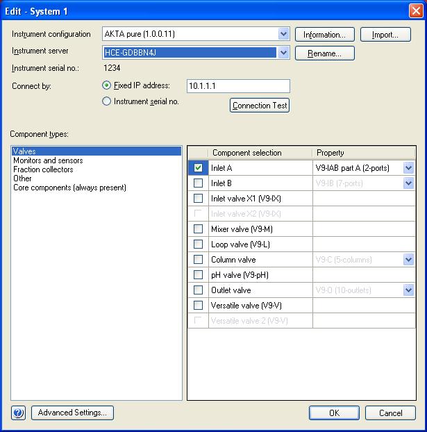 E Additional computer setting changes 4 Select the new server computer name from the Instrument server menu: 5 6 7 Click OK to perform the change and log