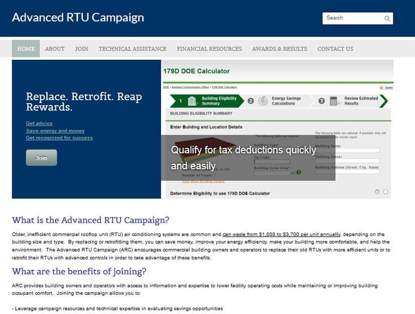 Advanced RTU Campaign (ARC) Overview National campaign for promotion and support of high-efficiency RTU replacements and