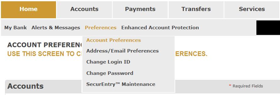 Account Preferences Change Account Preferences The Change Account Preferences page enables you to set preferences specific to each of your accounts in relationship
