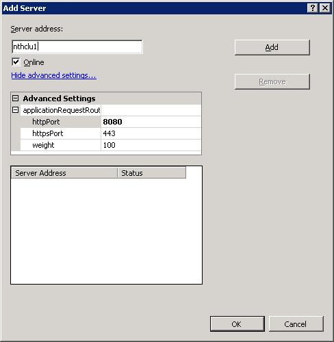 Using IIS Manager, create a new Server Farm and