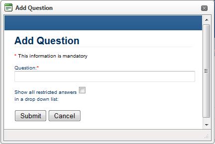 This screen displays all Questions that have been setup for your company and allows you to add, edit or delete.