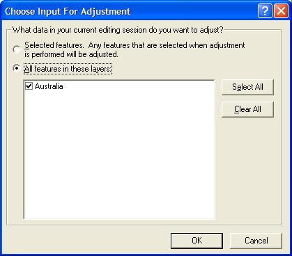 Australia into the coordinates system of aus_polygon. To do this load the Spatial Adjustments toolbar from VIEW>TOOLBARS>Spatial Adjustment.