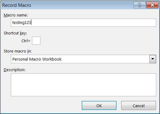 Click on Macros, then Record a macro. You can give it a name with no spaces.