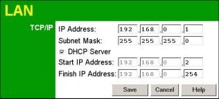 Setup LAN Screen Use the LAN link on the main menu to reach the LAN screen An example screen is shown below.
