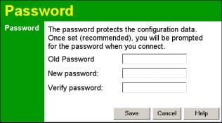 Setup Password Screen The password screen allows you to assign a password to the Wireless ADSL Router.