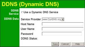 Advanced Features Dynamic DNS Screen Select Advanced on the main menu, then Dynamic DNS, to see a screen like the following: Data - Dynamic DNS Screen DDNS Service Figure 27: DDNS Screen Use a