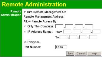Advanced Administration Remote Admin If enabled, this feature allows you to manage the Wireless ADSL Router via the Internet.