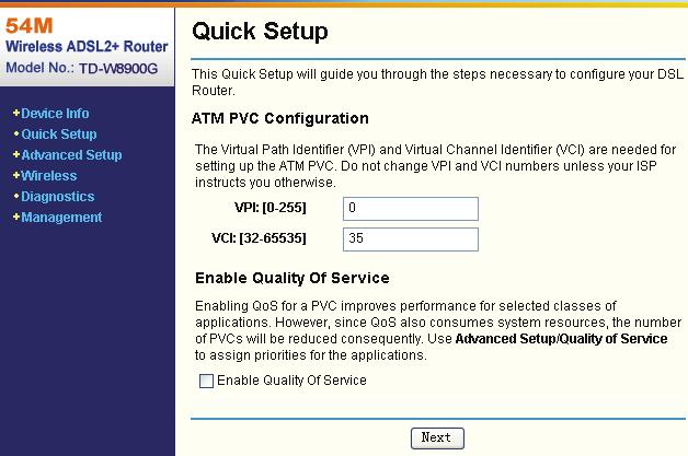Change the VPI or VCI values which are used to define a unique path for your connection.
