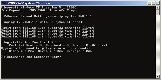Now, you can run the Ping command in the command prompt to verify the network connection between your PC and the Router. The following example is in Windows XP Operating System.